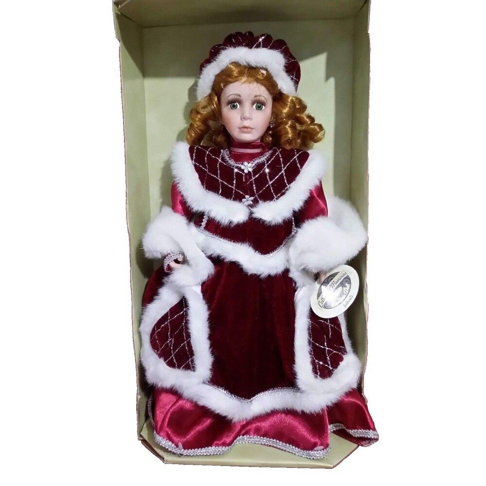Vtg COLLECTABLE MEMORIES GENUINE PORCELAIN DOLL Gabrielle Winter 17" IN BOX